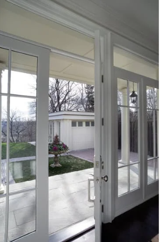 French doors opening to a garden